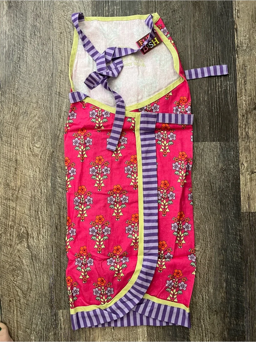 Furbish Studio Cheeky Apron. Bright whimsical colors,stripes, flower prints!